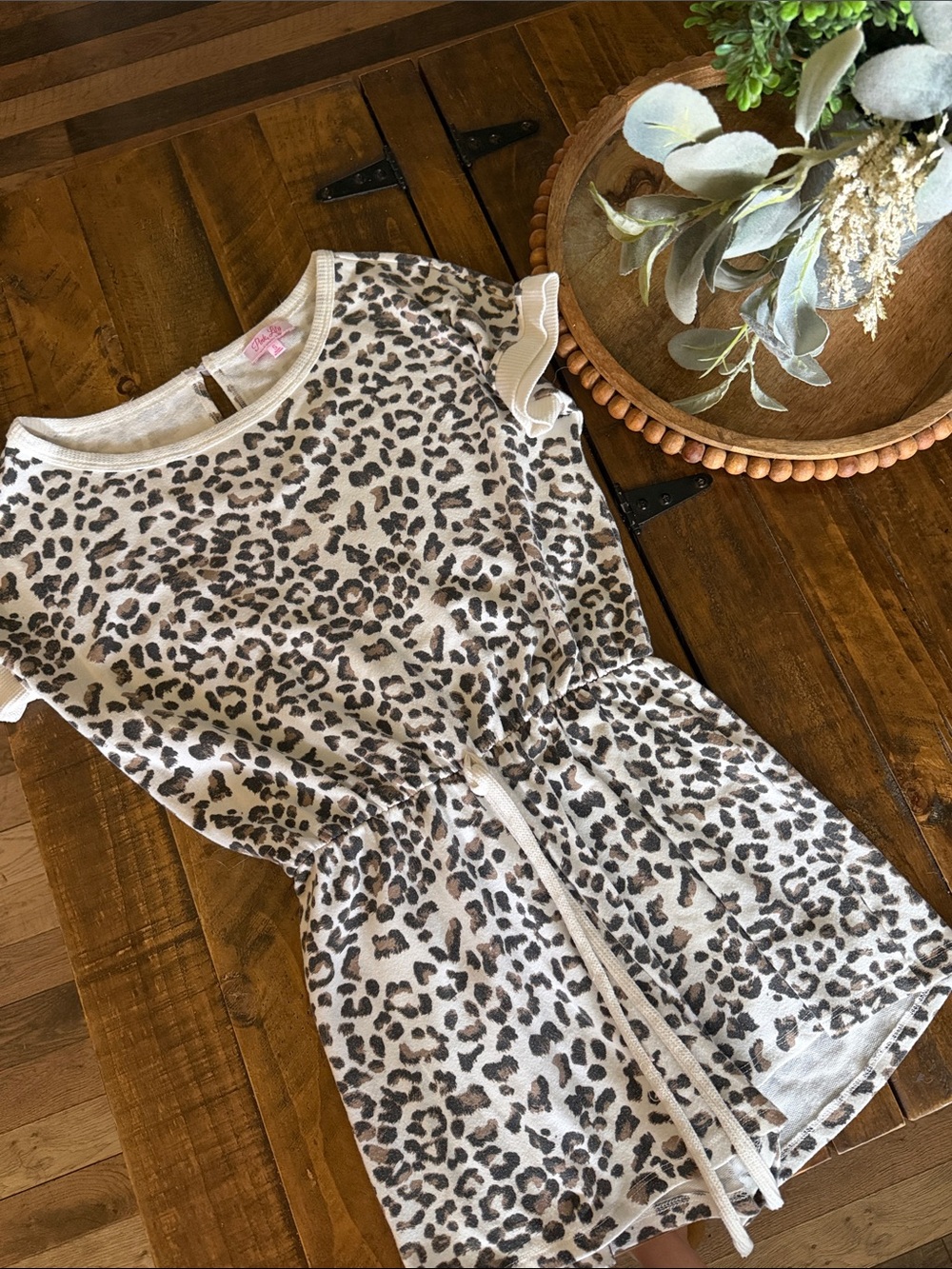 Girls' Leopard Print Drawstring Dress - Pink Tag